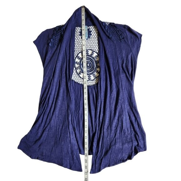 M Fasis blue short sleeve open front cardigan sz M - Picture 10 of 10